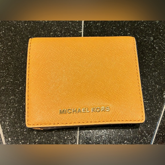 Michael Kors Handbags - Michael Kors Wallet Saffiano Leather Jet Set Travel Flap Card Holder Caramel
